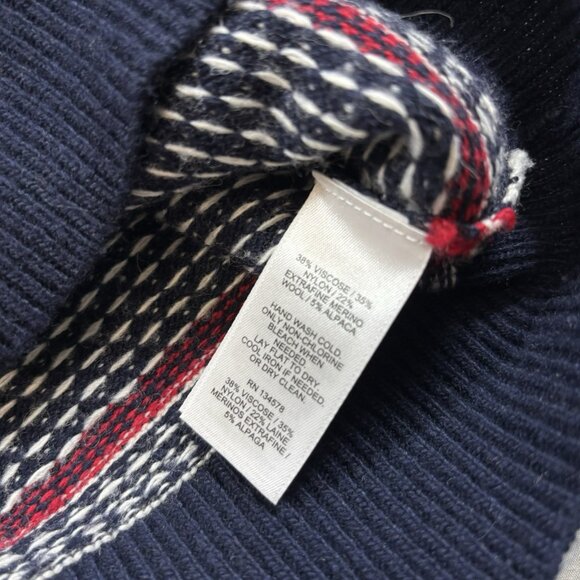 Vineyard Vines 1/4 Zip Sweater Mens M Fair Isle Nordic Navy Blue White Holiday - Picture 5 of 6